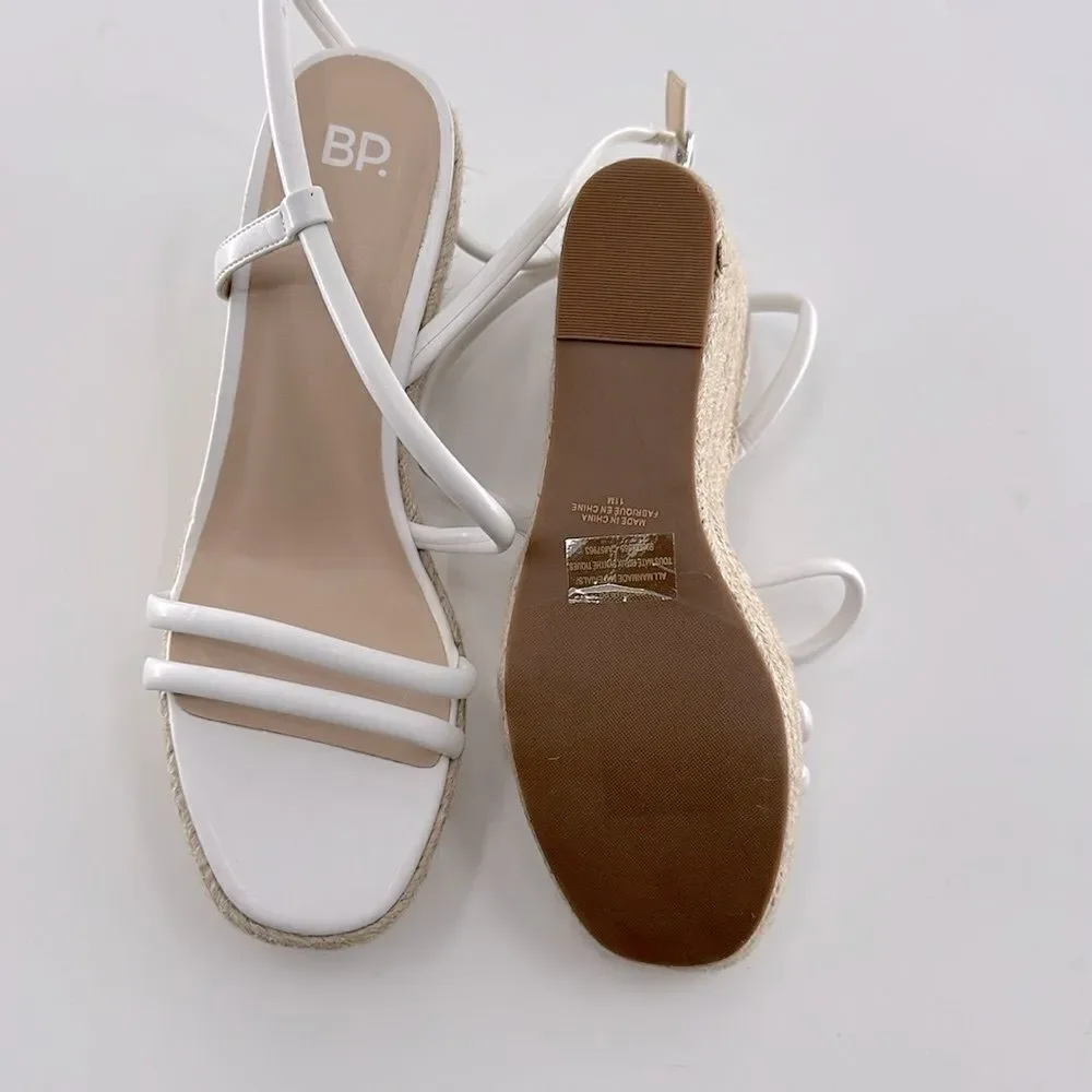 BP Cohan Espadrille Platform Wedge Straappy White Sandal